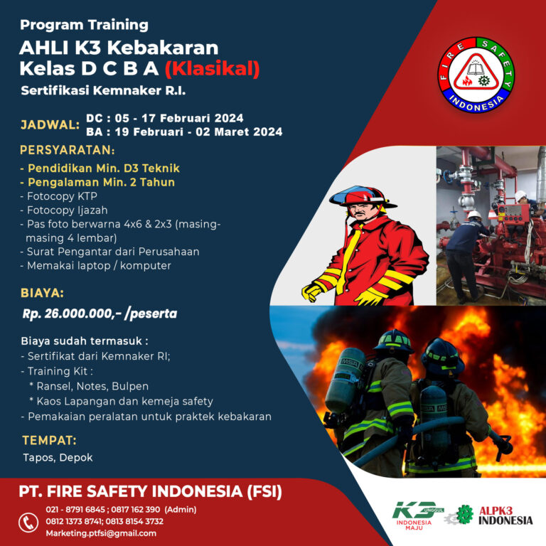 Ahli K3 Kebakaran DCBA – PT. FIRE SAFETY INDONESIA